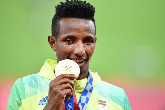 BAREGA Selemon gold medal (ETH), JULY 31, 2021 - Athletics : Men s 10,000m final medal ceremony during the Tokyo 2020 Olympic Games, Olympische Spiele, Olympia, OS at the National Stadium in Tokyo, Japan. Noxthirdxpartyxsales  (166009475)
