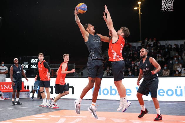 3×3 German Championship 2021, 31.07.2021 Aachen Der Stamm ist Deutscher Meister im 3x3 geworden mit Yassin Mahfouz (Aachen Der Stamm), Kostja Mushidi (Aachen Der Stamm), Demetrius Ward (Aachen Der Stamm), Kevin Jan Yebo (Aachen Der Stamm) - 3×3 German Championship 2021 31.07.2021 in Düsseldorf. Copyright: xBEAUTIFULxSPORTS KennyxBeelex