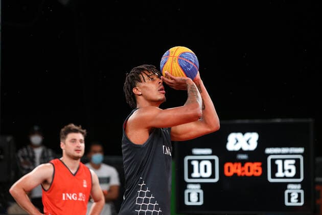 3×3 German Championship 2021, 31.07.2021 Aachen Der Stamm ist Deutscher Meister im 3x3 geworden mit Yassin Mahfouz (Aachen Der Stamm), Kostja Mushidi (Aachen Der Stamm), Demetrius Ward (Aachen Der Stamm), Kevin Jan Yebo (Aachen Der Stamm) - 3×3 German Championship 2021 31.07.2021 in Düsseldorf. Copyright: xBEAUTIFULxSPORTS KennyxBeelex