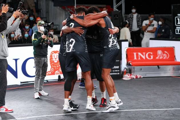 3×3 German Championship 2021, 31.07.2021 Aachen Der Stamm ist Deutscher Meister im 3x3 geworden mit Yassin Mahfouz (Aachen Der Stamm), Kostja Mushidi (Aachen Der Stamm), Demetrius Ward (Aachen Der Stamm), Kevin Jan Yebo (Aachen Der Stamm) - 3×3 German Championship 2021 31.07.2021 in Düsseldorf. Copyright: xBEAUTIFULxSPORTS KennyxBeelex