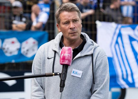 Fußball: 3. Liga, Saison 2021 2022, 2. Spieltag, SV Meppen - 1. FC Kaiserslautern am 31.07.2021 in Meppen (Niedersachsen). Meppens Geschäftsführer Ronald Maul im Interview DFB regulations prohibit any use of photographs as image sequences and or quasi-video. Copyright: xKirchner MarcoxSteinbrennerx