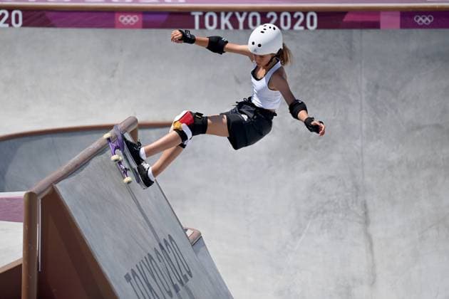 Tokio 2020 im Jahr 2021, Rückblick: Olympische Highlights Sport Themen der Woche KW30 Sport Bilder des Tages Lilly STOEPHASIUS (GER), Aktion, Training Skateboarding ,Women s Park, Skateboard,Frauene,Urban Sports Park am 01.08.2021. Olympische Sommerspiele 2020, vom 23.07. - 08.08.2021 in Tokio Japan. Â