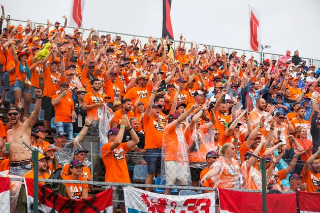 Fans of 33 Max Verstappen (NED, Red Bull Racing), F1 Grand Prix of Hungary at Hungaroring on August 1, 2021 in Budapest, Hungary. (Photo by HOCH ZWEI) Budapest Hungary