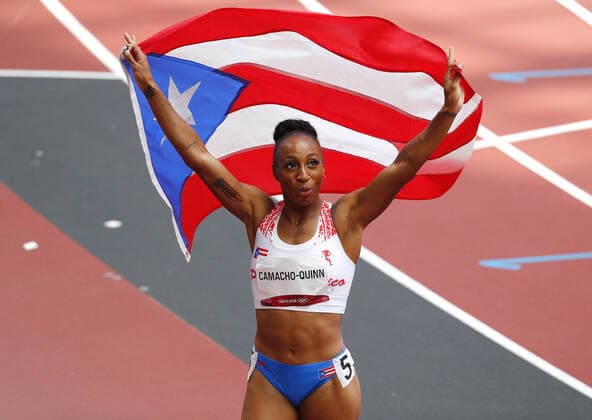 Bilder des Jahres 2021, Sport 08. August Sport Bilder des Tages Sport Themen der Woche KW30 Puerto Rico s Jasmine Camacho-Quinn celebrates after winning the gold medal in the Women s 100m Hurdles at the Athletics competition during the Tokyo Summer Olympics in Tokyo, Japan, on Monday, August 2, 2021.  OLY20210802609 BOBxSTRONG