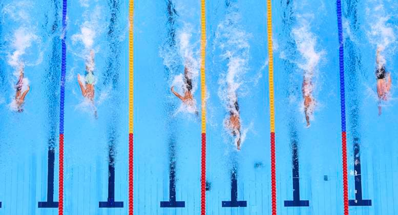 (210801) -- TOKYO, Aug. 1, 2021 -- Caeleb Dressel (3rd R) of the United States competes during the men s 50m freestyle final of swimming at the Tokyo 2020 Olympic Games, Olympische Spiele, Olympia, OS in Tokyo, Japan, Aug. 1, 2021. ) (TOKYO2020)XHTP-JAPAN-TOKYO-OLY-SWIMMING-MEN S 50M FREESTYLE-FINAL XiaxYifang 