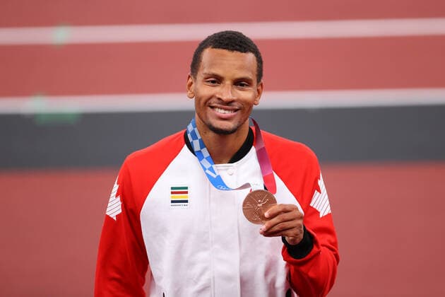 de GRASSE Andre Bronze medal (CAN), AUGUST 2, 2021 - Athletics : Men s 100m medal ceremony during the Tokyo 2020 Olympic Games, Olympische Spiele, Olympia, OS at the National Stadium in Tokyo, Japan. Noxthirdxpartyxsales  (166202251)