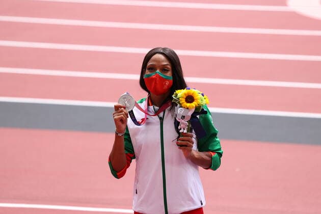MAMONA Patricia (POR), SILVER Medal AUGUST 2, 2021 - Athletics : Women s Triple Jump Victory Celebration during the Tokyo 2020 Olympic Games, Olympische Spiele, Olympia, OS at the Olympic Stadium in Tokyo, Japan. Noxthirdxpartyxsales  (166204260)