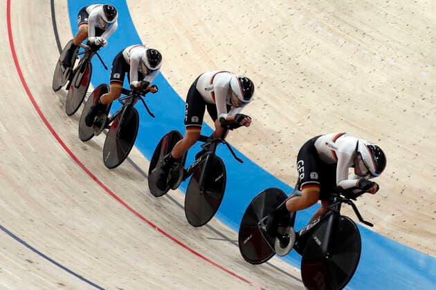 149 Franziska BRAUSSE(GER),150 Lisa BRENNAUER (GER),154 Lisa KLEIN(GER),155 Mieke KROEGER (GER), Cycling Bahnrad Track Women s Cycling Bahnrad Track Women s Team Pursuit Qualifying at Izu Velodrome Shizuoka 2.08.2021 Olympische Sommerspiele 2020, vom 23.07. - 08.08.2021 in Tokio Japan.
