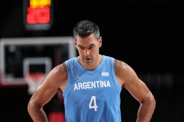 (210803) -- SAITAMA, Aug. 3, 2021 -- Luis Scola of Argentina looks on during the men s basketball quarterfinal match between Australia and Argentina at Tokyo 2020 Olympic Games, Olympische Spiele, Olympia, OS in Saitama, Japan, Aug. 3, 2021. ) (TOKYO2020)XHTP-JAPAN-SAITAMA-OLY-BASKETBALL-MEN S QUARTERFINAL-AUS VS ARG PanxYulong 