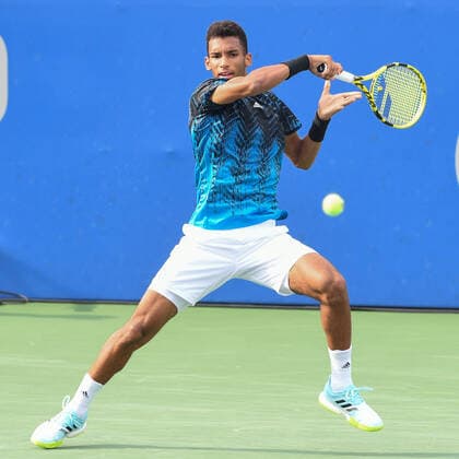 August 3, 2021, Washington, D.C, U.S: FELIX AUGER-ALIASSIME hits a forehand during his match at the Rock Creek Tennis Center. Washington U.S. - ZUMAg196 20210803_zap_g196_002 Copyright: xKylexGustafsonx