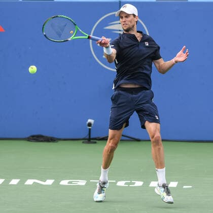 August 3, 2021, Washington, D.C, U.S: ANDREAS SEPPI hits a forehand during his match at the Rock Creek Tennis Center. Washington U.S. - ZUMAg196 20210803_zap_g196_004 Copyright: xKylexGustafsonx