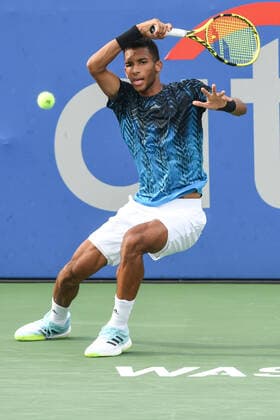 August 3, 2021, Washington, D.C, U.S: FELIX AUGER-ALIASSIME hits a forehand during his match at the Rock Creek Tennis Center. Washington U.S. - ZUMAg196 20210803_zap_g196_010 Copyright: xKylexGustafsonx