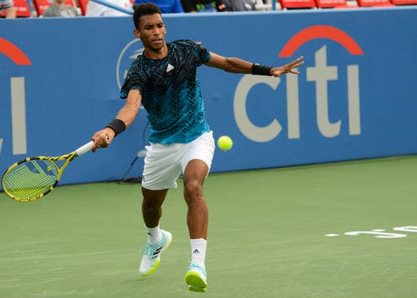 August 3, 2021, Washington, D.C, U.S: FELIIX AUGER- ALIASSIME of Canada in his second round match vs. A. Seppi at the Citi Open tennis tournament in Washington D.C. Washington U.S. - ZUMAl132 20210803_zap_l132_010 Copyright: xChristopherxLevyx