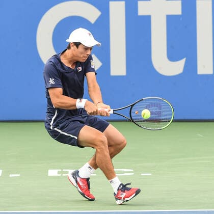 August 3, 2021, Washington, D.C, U.S: MACKENZIE MCDONALD hits a backhand during his match at the Rock Creek Tennis Center. Washington U.S. - ZUMAg196 20210803_zap_g196_016 Copyright: xKylexGustafsonx