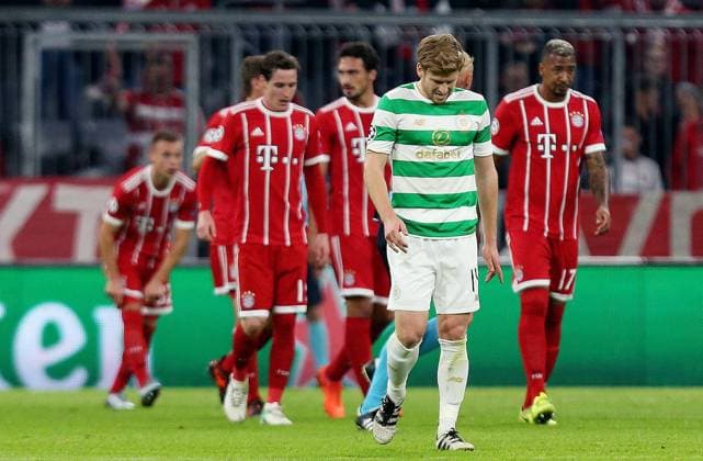 Mandatory Credit: Photo by James Marsh BPI Shutterstock (9146729ae) Stuart Armstrong of Celtic looks dejected after his side concede the first goal. Bayern Munich v Celtic, UEFA Champions League, Group B, Allianz Arena, Munich, Germany, 18 October 2017 EDITORIAL USE ONLY No use with unauthorised audio, video, data, fixture lists, club league logos or live services. Online in-match use limited to 75 images, no video emulation. No use in betting, games or single club league player publications. Bayern Munich v Celtic, UEFA Champions League, Group B, Allianz Arena, Munich, Germany, 18 October 2017 EDITORIAL USE ONLY No use with unauthorised audio, video, data, fixture lists, club league logos or live services. Online in-match use limited to 75 images, no video emulation. No use in betting, games or single club league player publications. Copyright: xJamesxMarsh BPI Shutterstockx 9146729ae