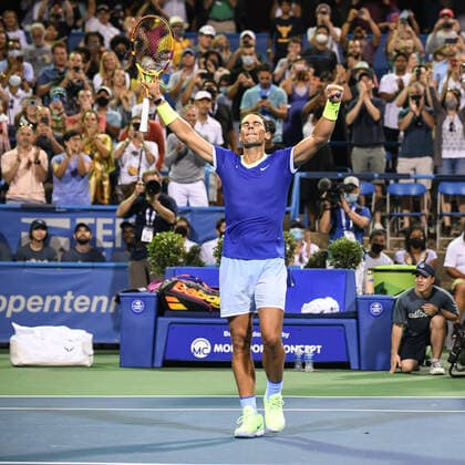 August 4, 2021, Washington, D.C, U.S: RAFAEL NADAL reacts to winning his match against Jack Sock at the Rock Creek Tennis Center. Washington U.S. - ZUMAg196 20210804_zap_g196_024 Copyright: xKylexGustafsonx