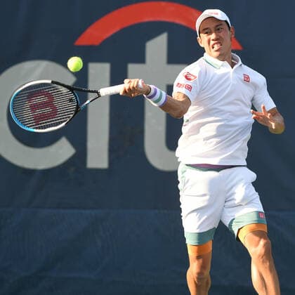 August 5, 2021, Washington, D.C, U.S: KEI NISHIKORI hits a forehand during his match against Cameron Norrie at the Rock Creek Tennis Center. Washington U.S. - ZUMAg196 20210805_zap_g196_025 Copyright: xKylexGustafsonx