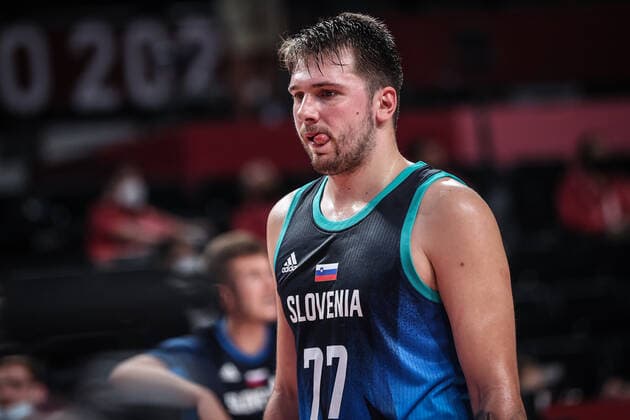 (210805) -- SAITAMA, Aug. 5, 2021 -- Luka Doncic of Slovenia reacts during the men s basketball semifinal between France and Slovenia at Tokyo 2020 Olympic Games, Olympische Spiele, Olympia, OS in Saitama, Japan, Aug. 5, 2021. ) (TOKYO2020)JAPAN-SAITAMA-OLY-BASKETBALL-MEN S SEMIFINAL-FRA VS SLO PanxYulong 