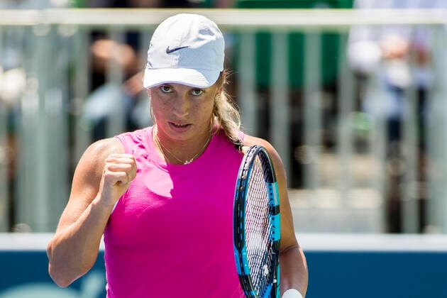 August 05, 2021: Yulia Putintseva (KAZ) defeated Ajla Tomljanovic (AUS) 36 75 63 in the second round of the Mubadala Silicon Valley Classic at San Jose State University in San Jose, California. TennisClix CSM San Jose USA - ZUMAc04_ 20210805_zaf_c04_481 Copyright: xMalxTaamx