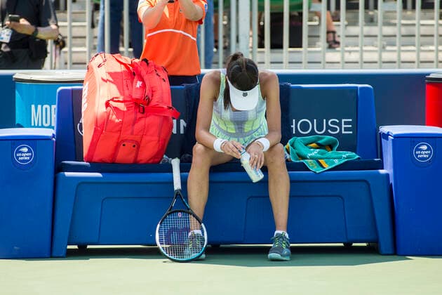 August 05, 2021: Ajla Tomljanovic (AUS) was defeated by Yulia Putintseva (KAZ) 36 75 63 in the second round of the Mubadala Silicon Valley Classic at San Jose State University in San Jose, California. TennisClix CSM San Jose USA - ZUMAc04_ 20210805_zaf_c04_482 Copyright: xMalxTaamx