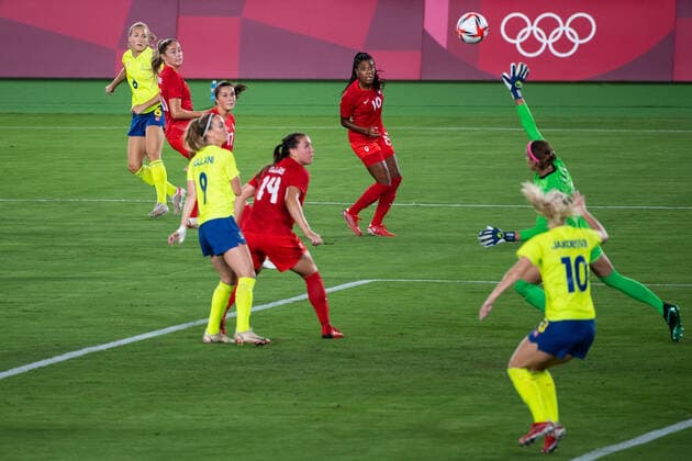 210806 Magdalena Eriksson of Sweden in the women?s football final during day 14 of the Tokyo 2020 Olympic Games, Olympische Spiele, Olympia, OS on August 6, 2021 in Tokyo. Photo: Jon Olav Nesvold BILDBYRAN COP 217 DS0190 fotboll football soccer fotball olympic games olympics os ol olympiska spel olympiske leker tokyo2020 tokyo 2020 tokyo-os tokyo-ol bbeng sverige sweden canada kanada final Copyright: JONxOLAVxNESVOLD BB210806JE083