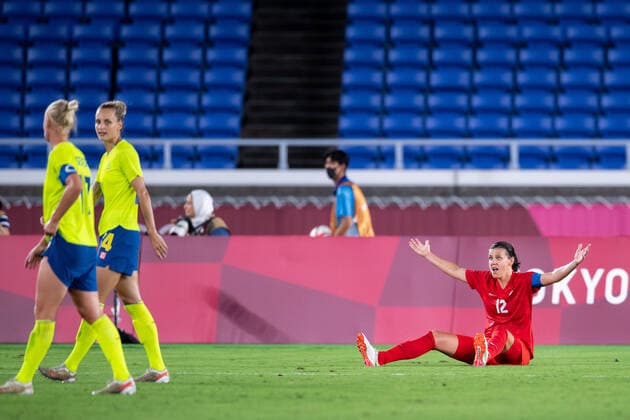 210806 Christine Sinclair of Canada in the women?s football final during day 14 of the Tokyo 2020 Olympic Games, Olympische Spiele, Olympia, OS on August 6, 2021 in Tokyo. Photo: Carl Sandin BILDBYRAN kod CS DS0190 fotboll football soccer fotball olympic games olympics os ol olympiska spel olympiske leker tokyo2020 tokyo 2020 tokyo-os tokyo-ol bbeng sverige sweden canada kanada final Copyright: CARLxSANDIN BB210806CS045