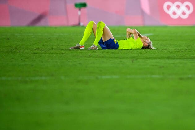 210806 Nathalie Björn of Sweden looks dejected after the women?s football final during day 14 of the Tokyo 2020 Olympic Games, Olympische Spiele, Olympia, OS on August 6, 2021 in Tokyo. Photo: Johanna Lundberg BILDBYRAN kod JL DS0190 fotboll football soccer fotball olympic games olympics os ol olympiska spel olympiske leker tokyo2020 tokyo 2020 tokyo-os tokyo-ol bbeng sverige sweden canada kanada final depp Copyright: JOHANNAxLUNDBERG BB210806JL125