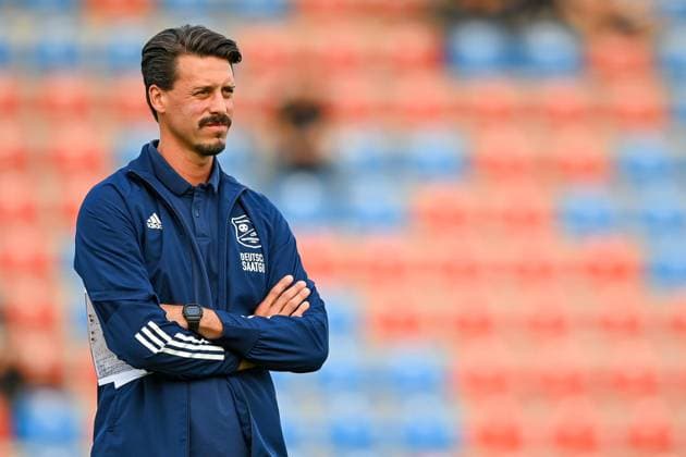 Trainer Sandro Wagner (Unterhaching) Einzelbild, Aktion, Action, 06.08.2021, Unterhaching (Deutschland), Fussball, Regionalliga Bayern, SpVgg Unterhaching - SC Eltersdorf, DFB DFL REGULATIONS PROHIBIT ANY USE OF PHOTOGRAPHS AS IMAGE SEQUENCES AND OR QUASI-VIDEO.