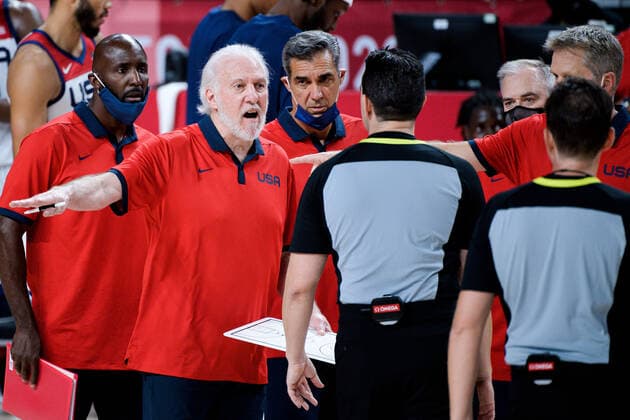 210807 Gregg Popovich, head coach of USA in the men s basketball final between France and USA match during day 15 of the Tokyo 2020 Olympic Games, Olympische Spiele, Olympia, OS on August 7, 2021 in Tokyo. Photo: Johanna Lundberg BILDBYRAN kod JL JL0162 basket basketball olympic games olympics os ol olympiska spel olympiske leker tokyo2020 tokyo 2020 tokyo-os tokyo-ol bbeng frankrike usa france Copyright: JOHANNAxLUNDBERG BB210807JL014