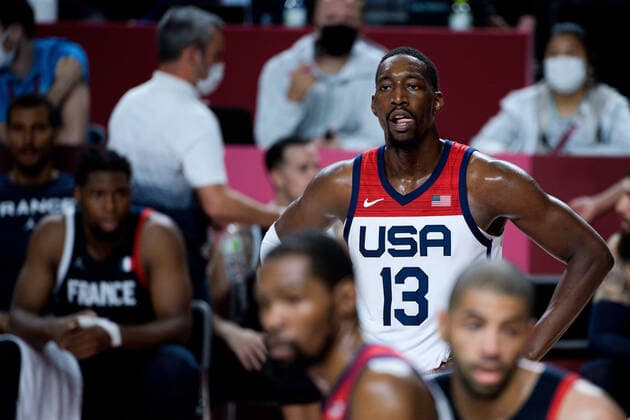 210807 Edrice Femi Adebayo of USA in the men s basketball final between France and USA match during day 15 of the Tokyo 2020 Olympic Games, Olympische Spiele, Olympia, OS on August 7, 2021 in Tokyo. Photo: Johanna Lundberg BILDBYRAN kod JL JL0162 basket basketball olympic games olympics os ol olympiska spel olympiske leker tokyo2020 tokyo 2020 tokyo-os tokyo-ol bbeng frankrike usa france Copyright: JOHANNAxLUNDBERG BB210807JL020