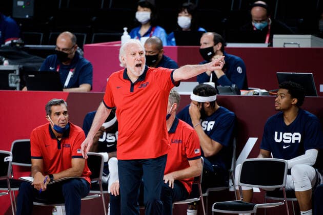 210807 Gregg Popovich, head coach of USA in the men s basketball final between France and USA match during day 15 of the Tokyo 2020 Olympic Games, Olympische Spiele, Olympia, OS on August 7, 2021 in Tokyo. Photo: Johanna Lundberg BILDBYRAN kod JL JL0162 basket basketball olympic games olympics os ol olympiska spel olympiske leker tokyo2020 tokyo 2020 tokyo-os tokyo-ol bbeng frankrike usa france Copyright: JOHANNAxLUNDBERG BB210807JL037