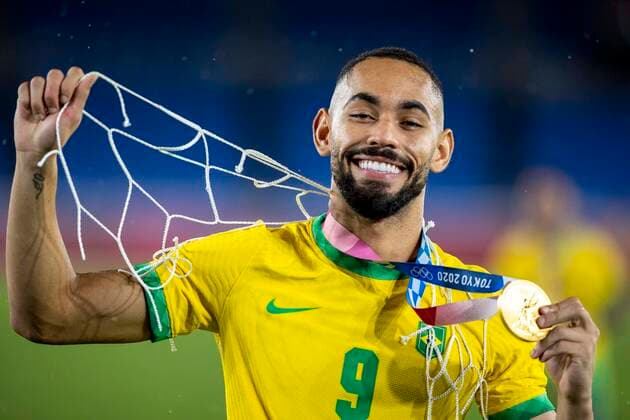 Bilder des Jahres 2021, Sport 08. August Sport Themen der Woche KW31 Tokyo 2020 Olympiad Tokyo TÓQUIO, TO - 08.08.2021: TOKYO 2020 OLYMPIAD TOKYO - Cunha do Brasil celebrates after winning the soccer game (final of olympics) between Brazil and Spain in the Olympic Games, Olympische Spiele, Olympia, OS in Tokyo 2020 held in 2021, the game held at the Estadio de Yokohama, Japan. (Photo: Richard Callis Fotoarena) x2103627x  RichardxCallis