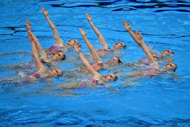 Team ROC mit Svetlana ROMASHINA,Svetlana KOLESNICHENKO, Aleksandra PATSKEVICH,Maria SHUROCHKINA,Vlada CHIGIREVA,Marina GOLIADKINA, Polina KOMAR. Synchronschwimmen, Artistic Swimming Team Free Routine. Aquatics Center am 07.08.2021, Olympische Sommerspiele 2020, vom 23.07. - 08.08.2021 in Tokio Japan. *** Team ROC with Svetlana ROMASHINA,Svetlana KOLESNICHENKO, Aleksandra PATSKEVICH,Maria SHUROCHKINA,Vlada CHIGIREVA,Marina GOLIADKINA, Polina KOMAR Synchronized Swimming, Artistic Swimming Team Free Routine Aquatics Center on 07 08 2021, Summer Olympics 2020, from 23 07 08 2021 in Tokyo Japan