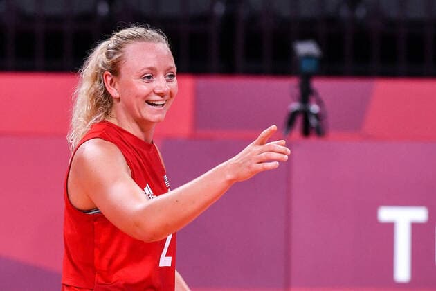 Volleyball, OLYMPICS, Tokyo 2020, 08.08.2021 Volleyball, Women s final, USA (red) vs BRA (yellow), Jordyn Poulter. Copyright: xBEAUTIFULxSPORTS TomxBlochx