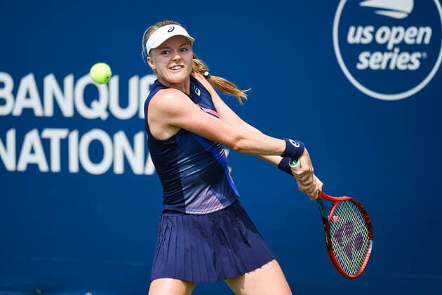 August 08, 2021: Harriet Dart (GBR) tracks the ball during the WTA, Tennis Damen National Bank Open qualifying round match at IGA Stadium in Montreal, Quebec. CSM Montreal Canada - ZUMAc04_ 20210808_zaf_c04_015 Copyright: xDavidxKirouacx