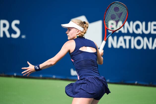 August 08, 2021: Look on Harriet Dart (GBR) during the WTA, Tennis Damen National Bank Open qualifying round match at IGA Stadium in Montreal, Quebec. CSM Montreal Canada - ZUMAc04_ 20210808_zaf_c04_016 Copyright: xDavidxKirouacx