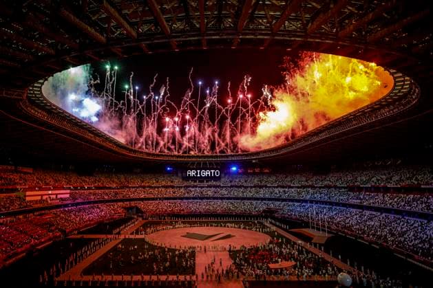 Tokyo 2020 - Closing Ceremony Closing Ceremony at the Olympic Stadium. Fireworks at the end of the closing ceremony Tokyo Japan aref-notitle210808_np6Ov  Copyright: xAymanxArefx