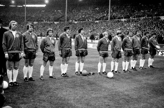 Europameisterschaft 1972 Viertelfinale Hinspiel: England - Deutschland (1:3) 29.4.1972 in Wembley. Mannschaft England