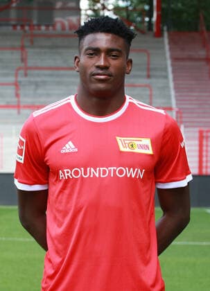 Taiwo Awoniyi Fußball Fussball Bundesliga Herren DFL Porträttermin Saison 2021 2022 08.2021 1.FC Union Berlin FCU Kader, Vorstellung, Präsentation, Pressetermin, Portrait Porträt *** Taiwo Awoniyi Sport Football Soccer Bundesliga Men DFL Porträttermin Season 2021 2022 08 2021 1 FC Union Berlin FCU squad, introduction, presentation, press event, portrait portrait