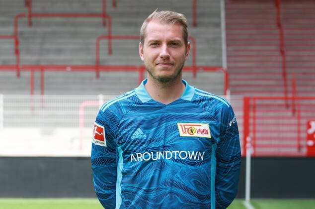 Torwart Jakob Busk Fußball Fussball Bundesliga Herren DFL Porträttermin Saison 2021 2022 08.2021 1.FC Union Berlin FCU Kader, Vorstellung, Präsentation, Pressetermin, Portrait Porträt