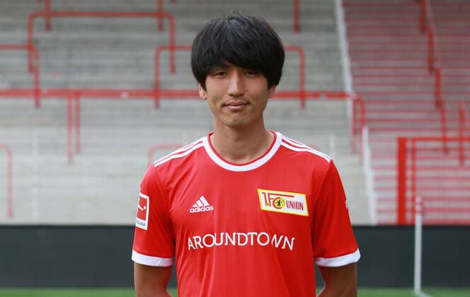 Genki Haraguchi Fußball Fussball Bundesliga Herren DFL Porträttermin Saison 2021 2022 08.2021 1.FC Union Berlin FCU Kader, Vorstellung, Präsentation, Pressetermin, Portrait Porträt
