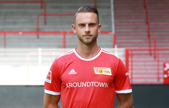 Marcus Ingvartsen Fußball Fussball Bundesliga Herren DFL Porträttermin Saison 2021 2022 08.2021 1.FC Union Berlin FCU Kader, Vorstellung, Präsentation, Pressetermin, Portrait Porträt