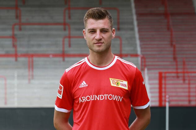 Robin Knoche Fußball Fussball Bundesliga Herren DFL Porträttermin Saison 2021 2022 08.2021 1.FC Union Berlin FCU Kader, Vorstellung, Präsentation, Pressetermin, Portrait Porträt