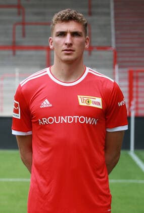 Grischa Prömel Fußball Fussball Bundesliga Herren DFL Porträttermin Saison 2021 2022 08.2021 1.FC Union Berlin FCU Kader, Vorstellung, Präsentation, Pressetermin, Portrait Porträt *** Grischa Prömel Sport Football Soccer Bundesliga Men DFL Porträttermin Season 2021 2022 08 2021 1 FC Union Berlin FCU squad, presentation, presentation, press event, portrait portrait