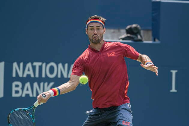 August 9, 2021, Toronto, on, Canada: Italyo¢s Fabio Fognini returns the ball to Germanyo¢s Jan-Lennard Struff during Meno¢s National Bank Open tennis action, in Toronto on Monday, Aug., 9, 2021. Canada News - August 9, 2021  - ZUMAc35_ 20210809_zaf_c35_088 Copyright: xChristopherxKatsarovx