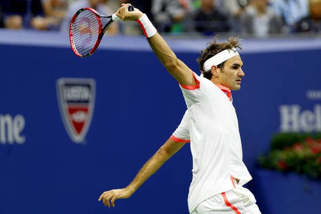 Mandatory Credit: Photo by Ella Ling Bpi Shutterstock (5074297r) Roger Federer of Switzerland in action during the Final at the US Open, Flushing, New York, 2015 US Open Tennis Championships 2015 Day Fourteen Flushing Meadows US Open, New York, United States - 13 Sep 2015 Editorial use only. No merchandising. US Open Tennis Championships 2015 Day Fourteen Flushing Meadows US Open, New York, United States - 13 Sep 2015 Editorial use only. No merchandising.  Copyright: xEllaxLing Bpi Shutterstockx 5074297r