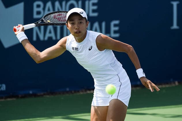 MONTREAL, QC - AUGUST 10: Shuai Zhang (CHN) returns the ball during the first round WTA, Tennis Damen National Bank Open match on August 10, 2021 at IGA Stadium in Montreal, QC (Photo by David Kirouac Icon Sportswire) TENNIS: AUG 10 National Bank Open Icon210810017