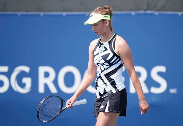August 10, 2021, Montreal, PQ, Canada: Elise Mertens of Belgium walks off the court in her match against Camila Giorgi of Italy during first round of play at the National Bank Open tennis tournament Tuesday August 10, 2021 in Montreal. Elise Mertens  - ZUMAc35_ 20210810_zaf_c35_045 Copyright: xPaulxChiassonx
