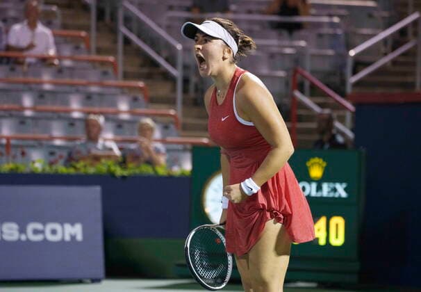 August 10, 2021, Montreal, PQ, Canada: Canada s Bianca Andreescu reacts during second round National Bank Open women s tennis tournament action against Harriet Dart, of the United Kingdom, in Montreal, Tuesday, Aug. 10, 2021. Bianca Andreescu  - ZUMAc35_ 20210810_zaf_c35_154 Copyright: xPaulxChiassonx