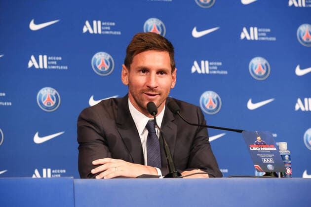 Paris 11. August 2021, Pressekonferenz und Vorstellung Leonel Messi (Paris Saint Germain) v.l., Leonel Messi (Paris Saint Germain) Copyright: AntonioxBorga